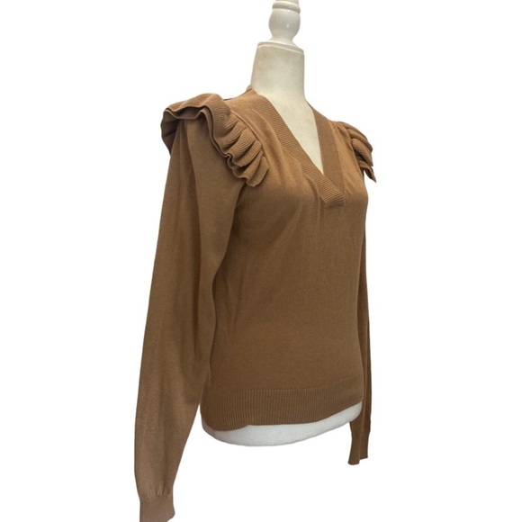 Brochu Walker NWOT Sweater Anaise Vee Cashmere Blend In Tawny - Picture 3 of 9